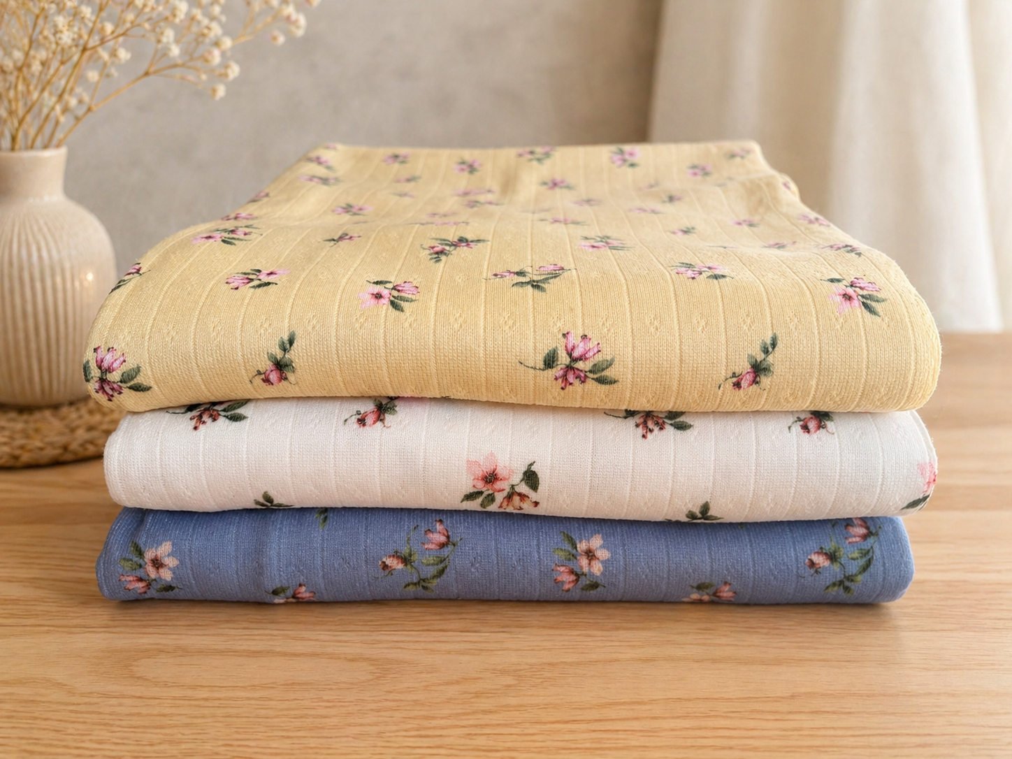 Floral Pointelle Knit Fabric | Polyester | by the yard | 60" wide