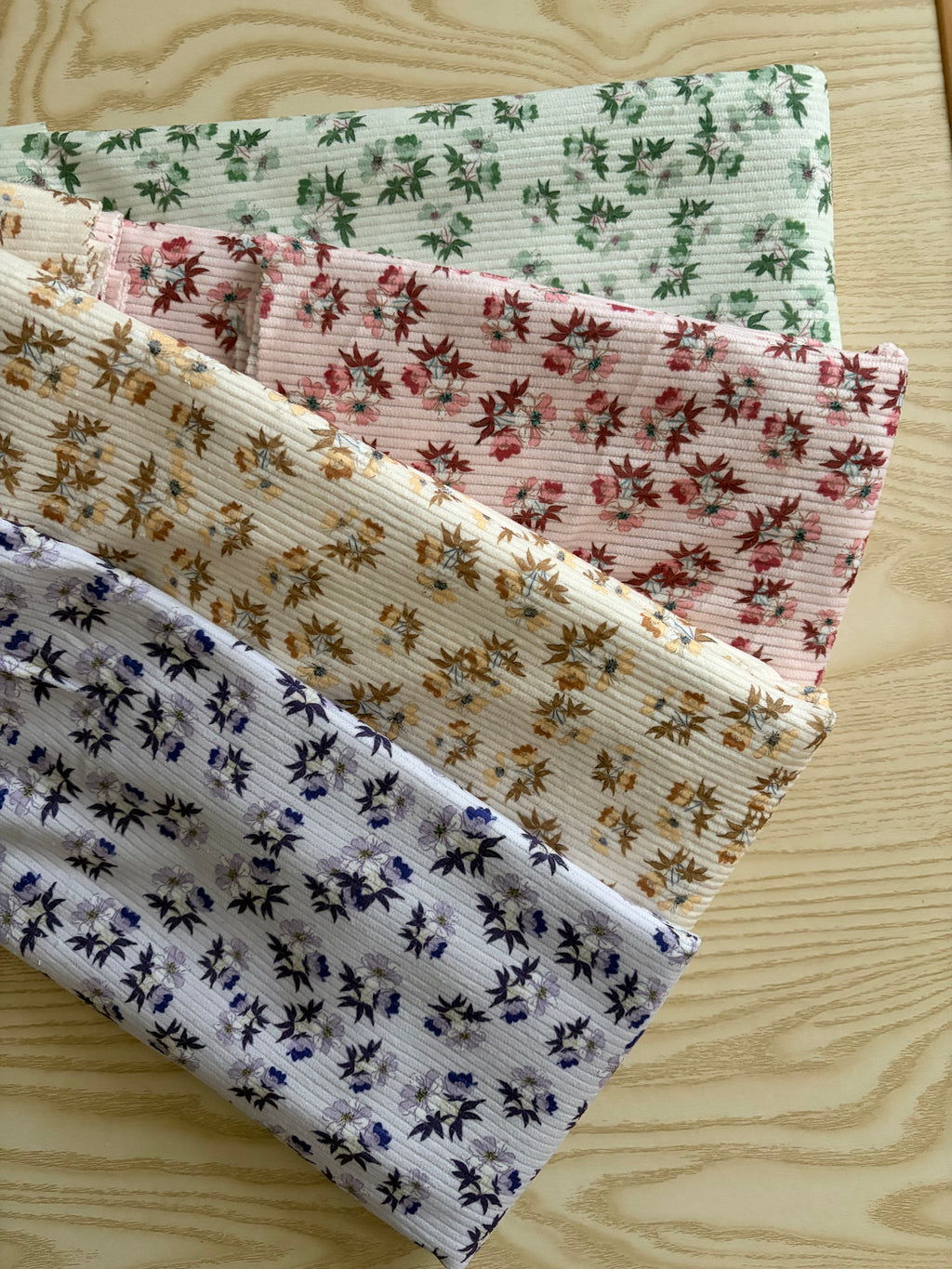 Vintage Inspired Floral Ribbed Corduroy Fabric by the Yard- Lightweight Polyester Apparel Fabric - Soft Floral Knit Fabric