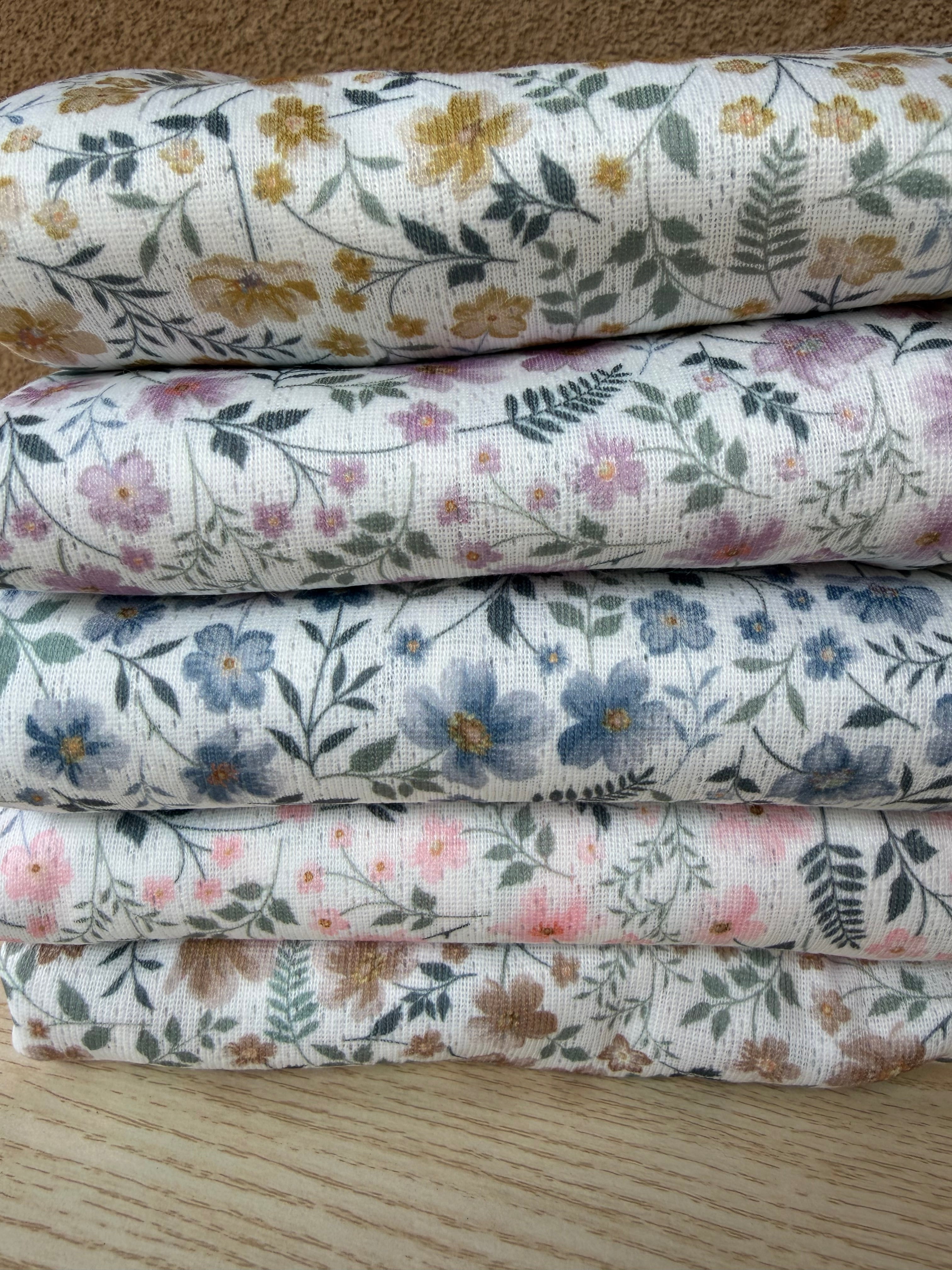 Jacquard Pointelle Knit Fabric By the Yard - Floral Print Polyester Knit - Lightweight, Anti-pill, Eco-Friendly Apparel Fabric - 60" Wide