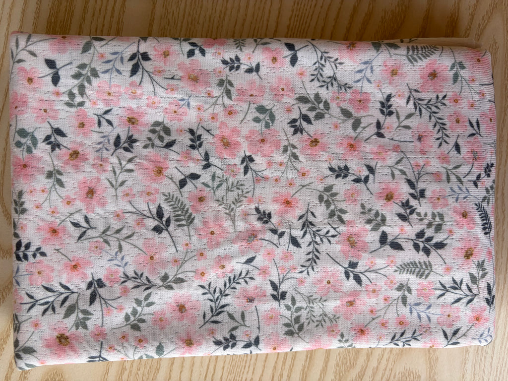 Jacquard Pointelle Knit Fabric By the Yard - Floral Print Polyester Knit - Lightweight, Anti-pill, Eco-Friendly Apparel Fabric - 60" Wide